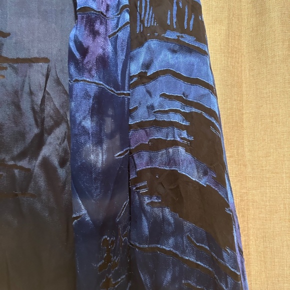 Chicos-Art to Wear Blue Silk Blend Burnout Open Cardigan/Kimono Sz 2 (Large) - Picture 3 of 10